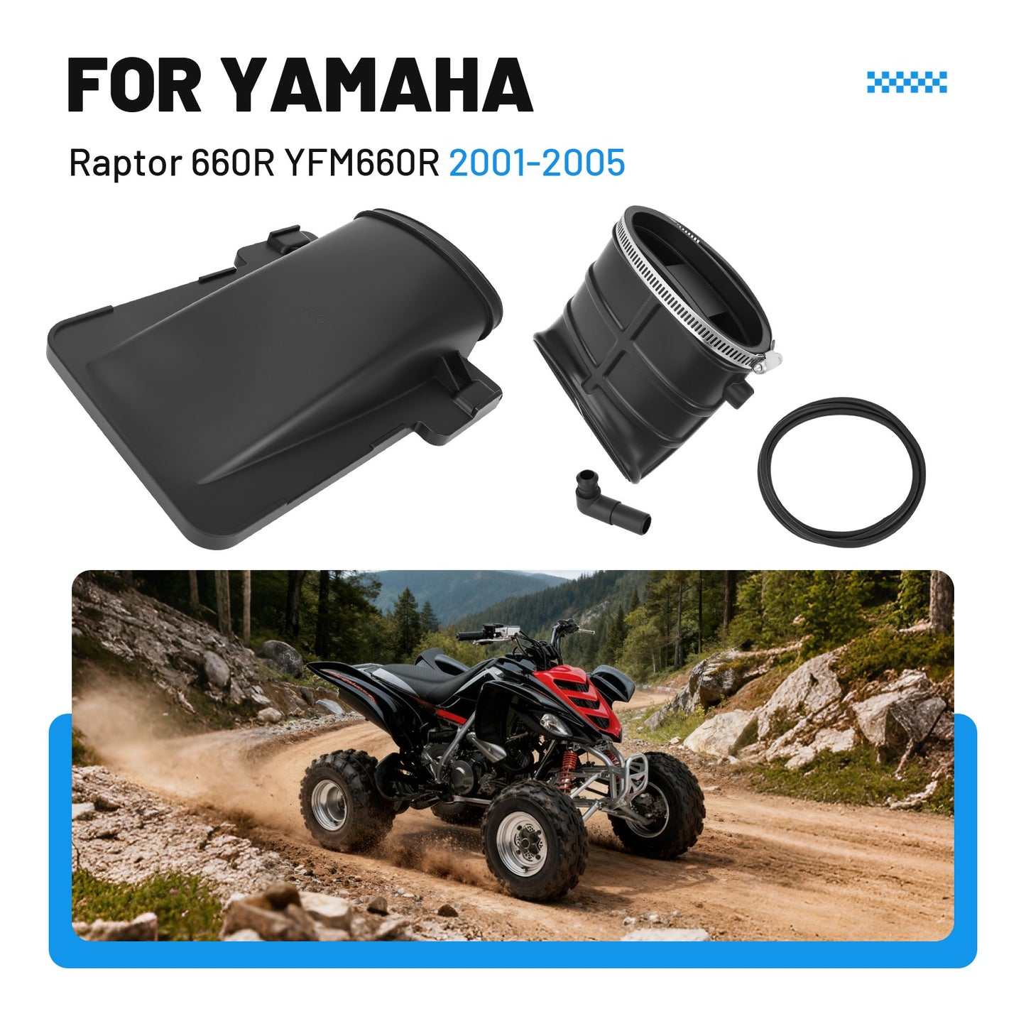 Air Box Intake Duct & Lid Cover for Yamaha Raptor 660R (2001–2005)