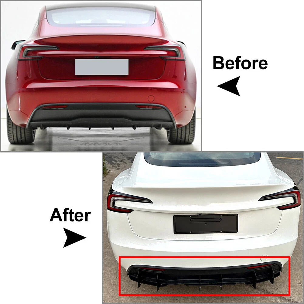 Rear Bumper Lip Diffuser Spoiler Protector for Tesla Model 3 (2023-2024)