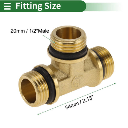 2X Brass Pipe Fittings 1/2" Male Tee with Gasket (2.13")