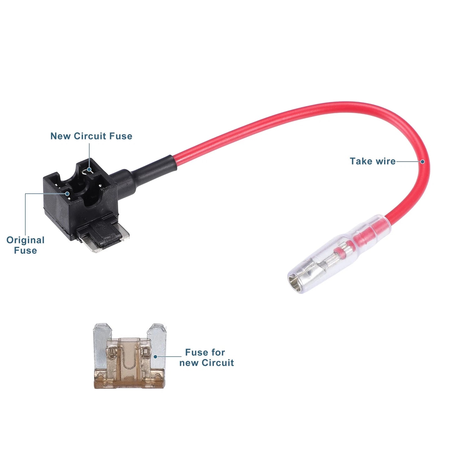 32V Low Profile Mini Fuse Adapters with 7.5A Blade Fuse for Car