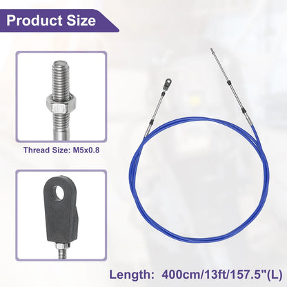 2 Pcs Throttle Shift Control Cable for Marine Boat (400cm/13FT)