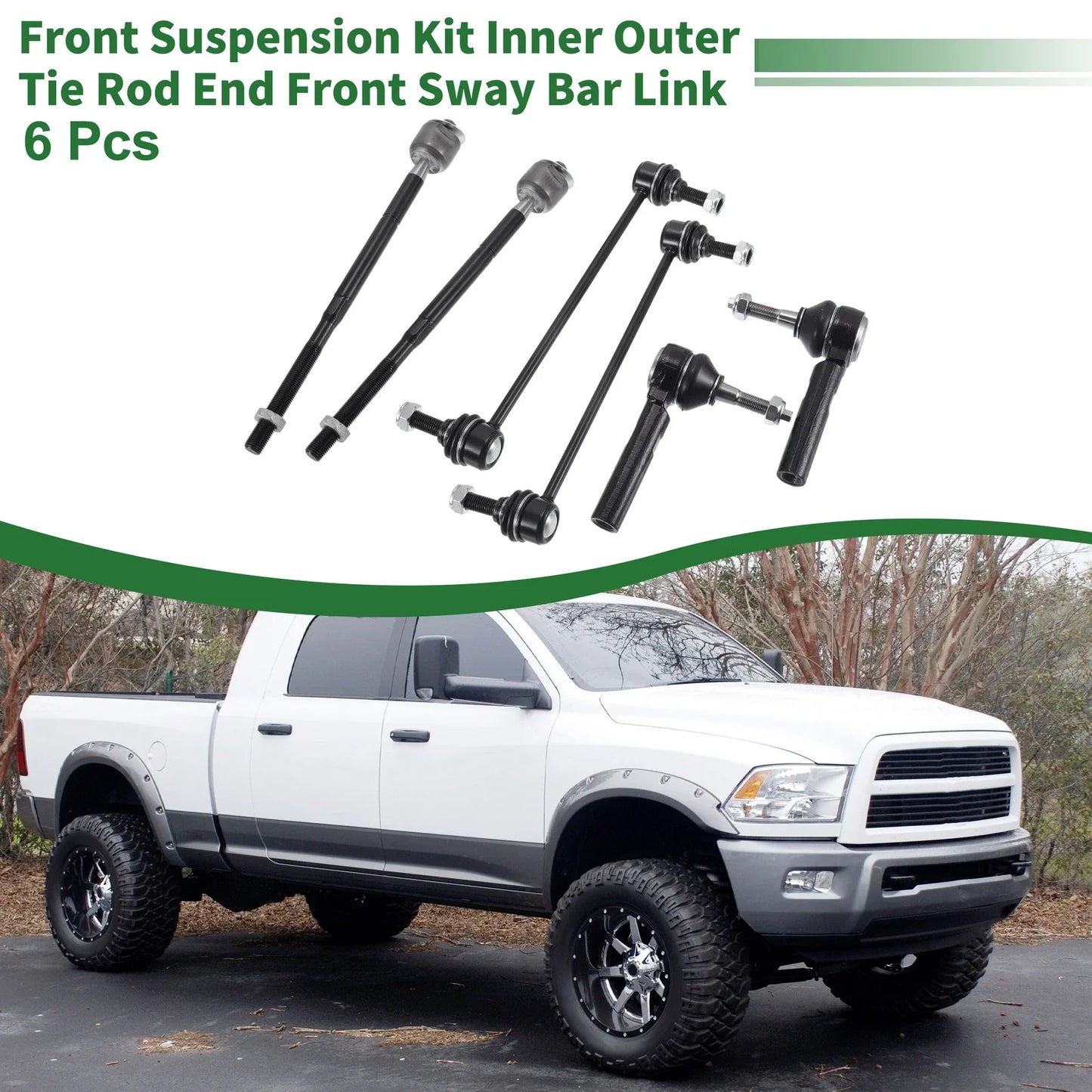 6pcs Front Suspension Kit Tie Rod Ends & Sway Bar Links for Dodge Journey