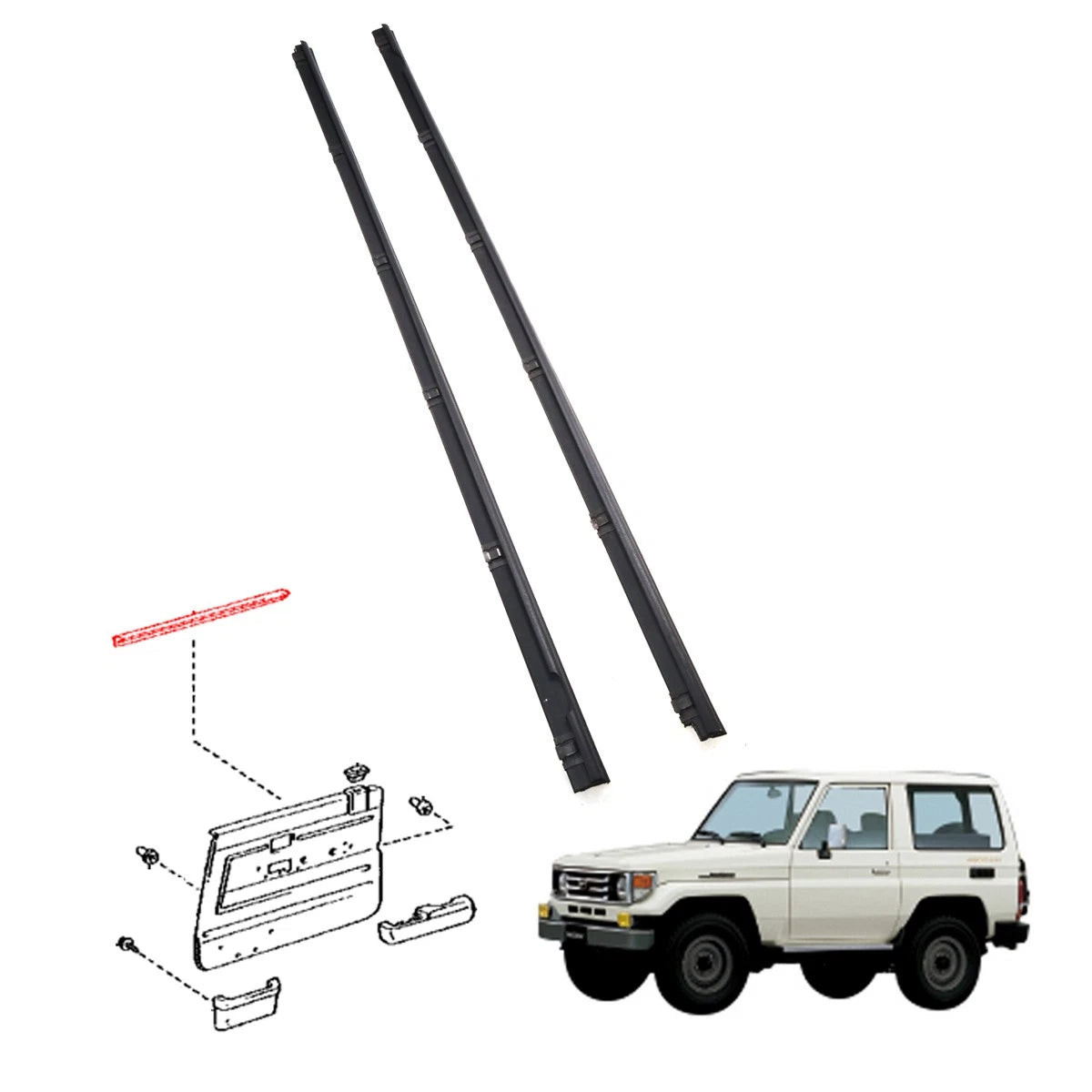 Door Glass Inner Weatherstrip for Toyota Land Cruiser FZJ76 GRJ79 HZJ76 VDJ79