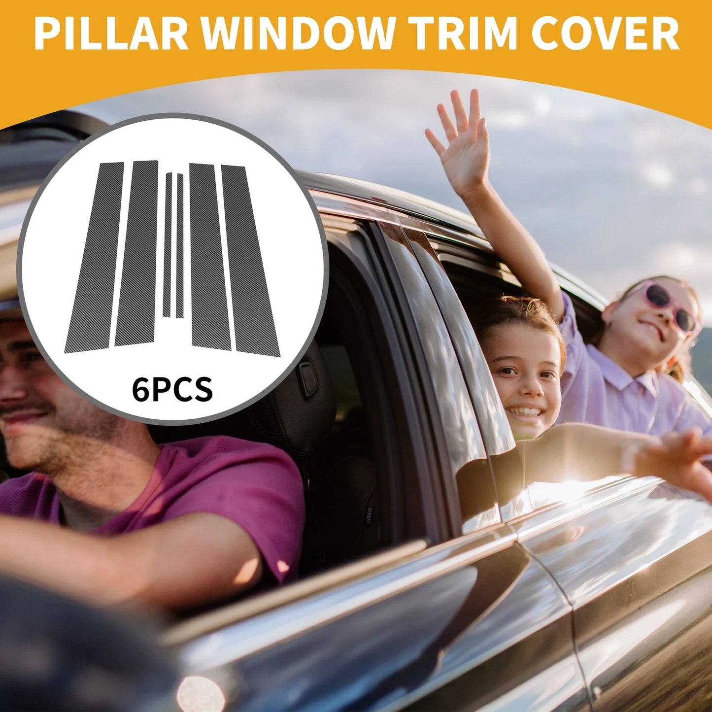 6 Pcs Door Pillar Window Trim for Lexus CT200 CT200h (2011-2017) Carbon Fiber