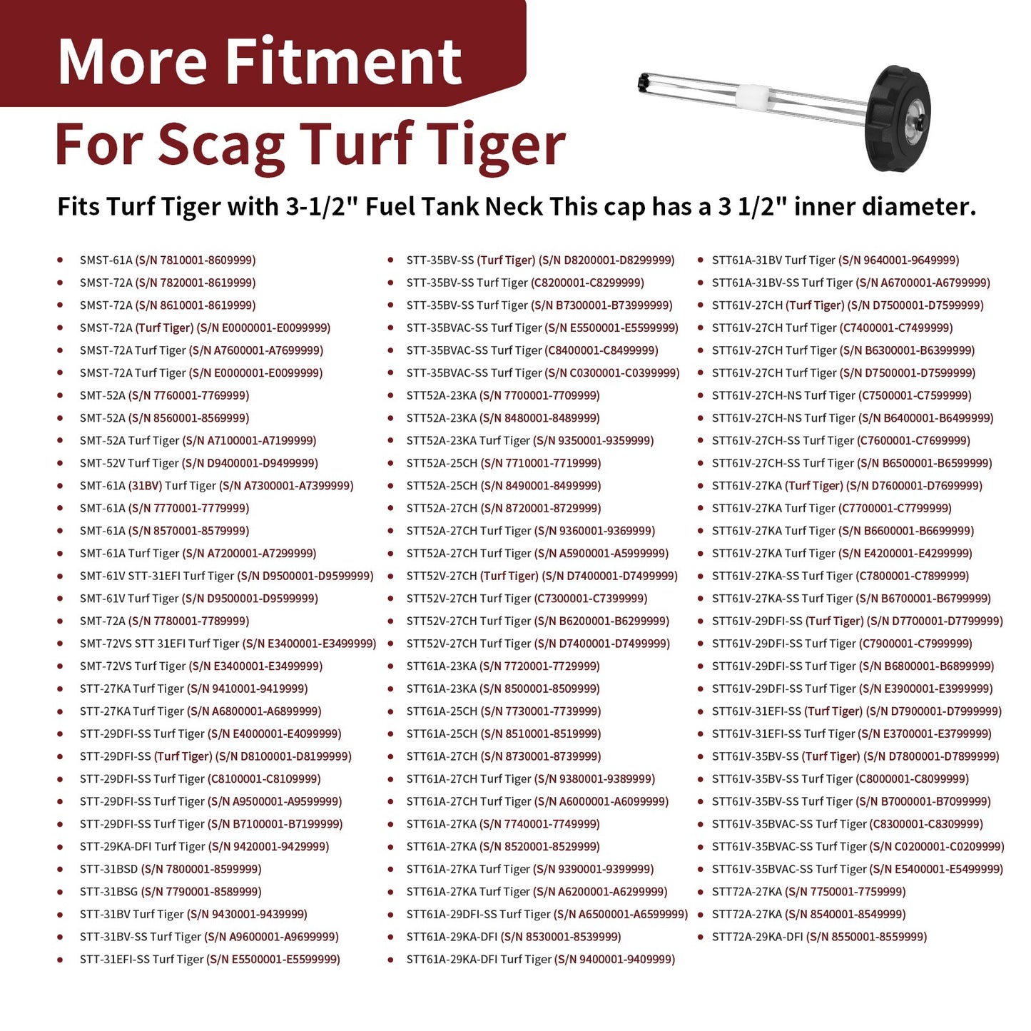 3.5 Inch Fuel Tank Cap with Gauge for Scag Turf Tiger