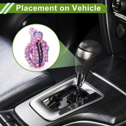 Gear Shift Knob Cover for Universal Lattice Hoodie Style (Pink White)