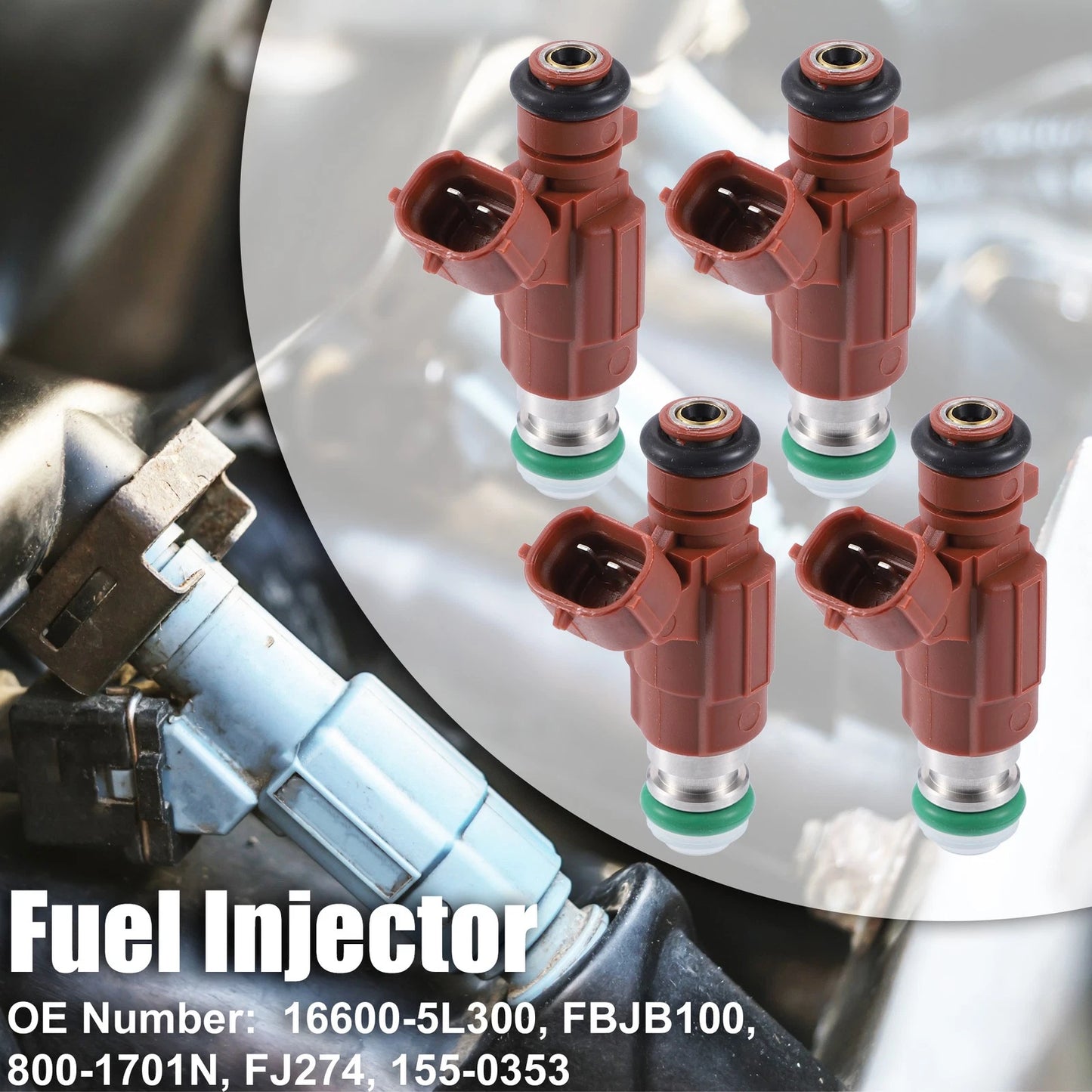 Set of 4 Fuel Injectors 16600-5L300 for Nissan Sentra Maxima (2000–2003)
