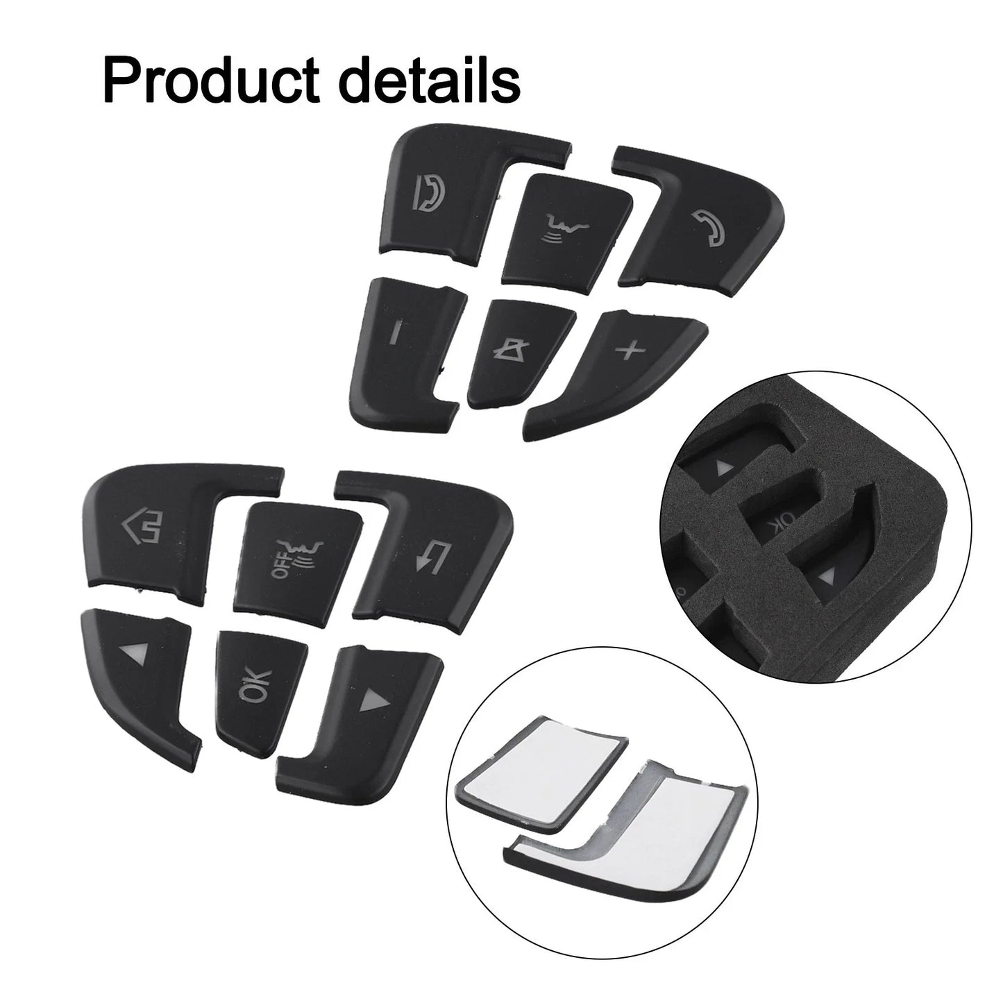Black ABS Button Cover Sticker / 12pcs / Button Cover Sticker for Mercedes C-Class W205 (2014–2021)