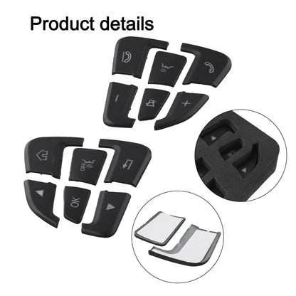 Black ABS Button Cover Sticker / 12pcs / Button Cover Sticker for Mercedes C-Class W205 (2014–2021)