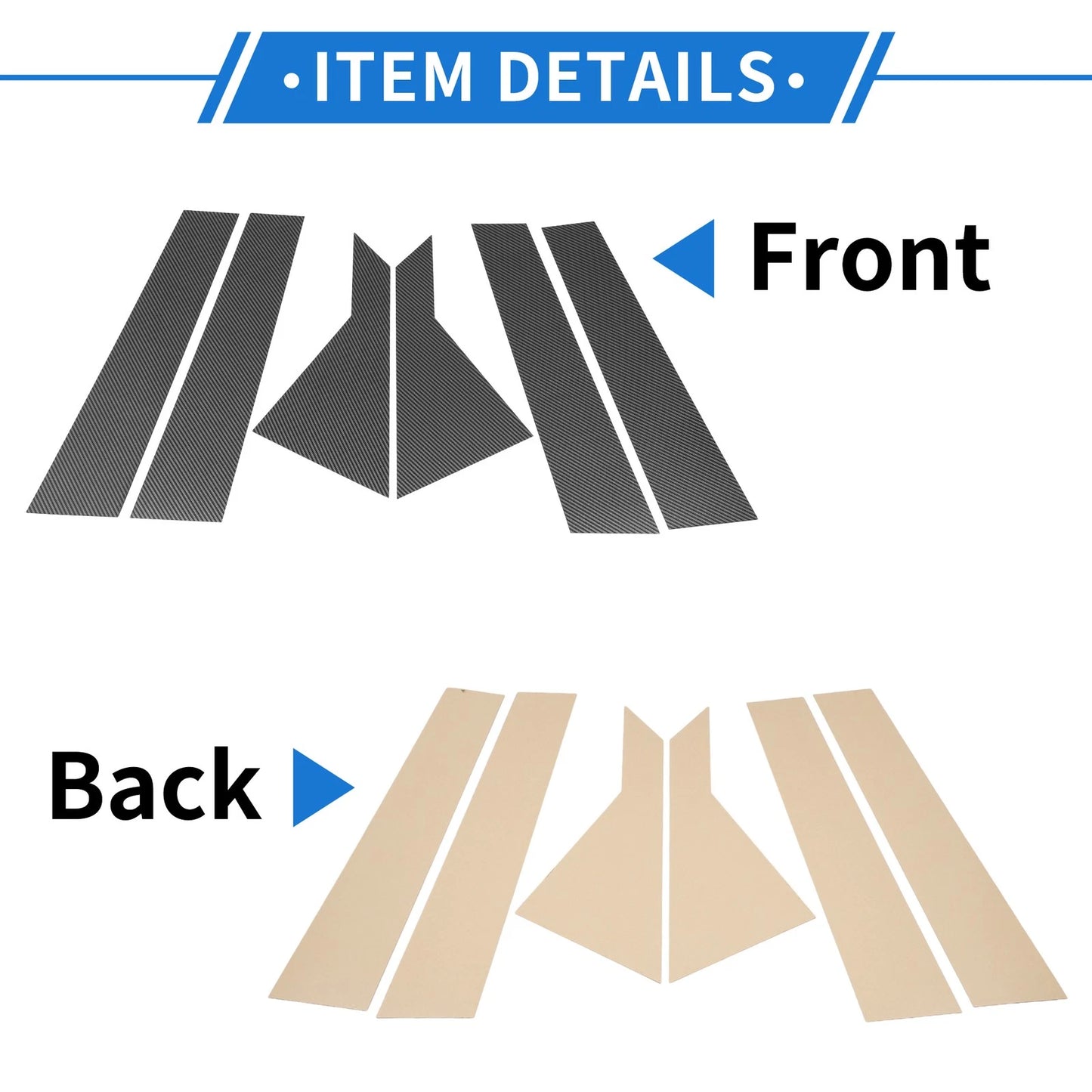 6 Pcs Door Pillar Window Trim for Kia Forte K3 (2019–2024) Carbon Fiber