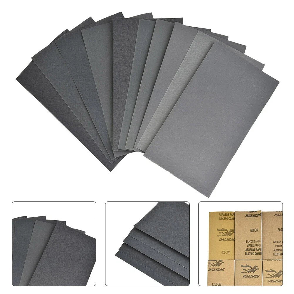 400/600/800/1000/1200/1500/2000/2500/3000 Grit Sandpaper Wet/Dry 15 Pieces