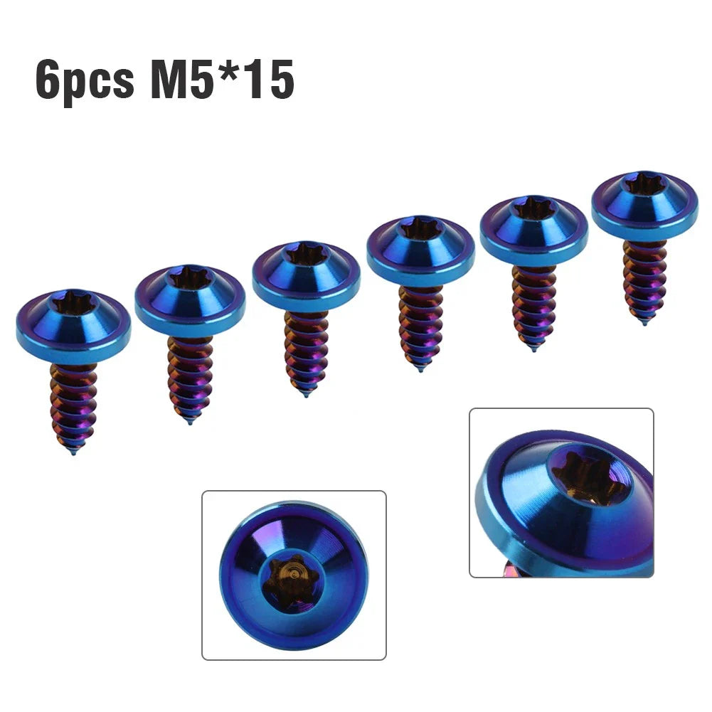 6 x M5x15mm Titanium Torx Head Self Tapping Screws for Fastening Blue