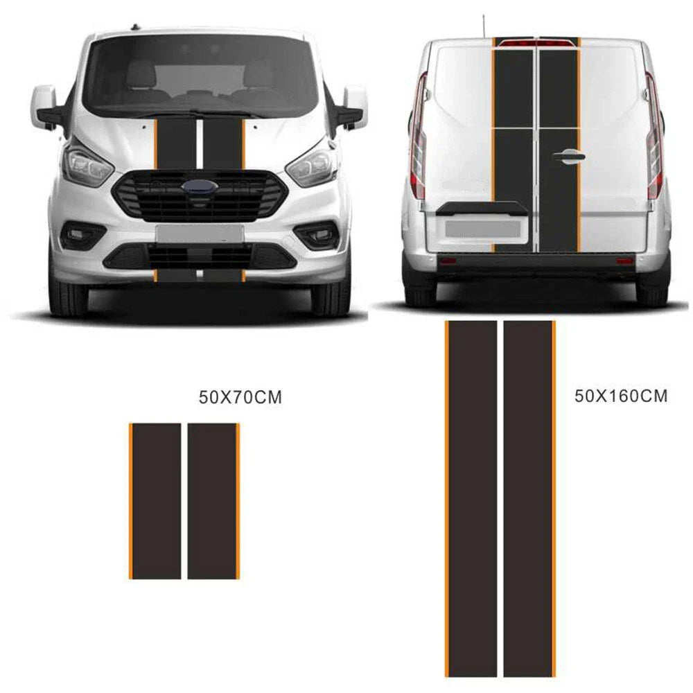 Racing Stripe Vinyl Sticker for Car Truck Black & Orange