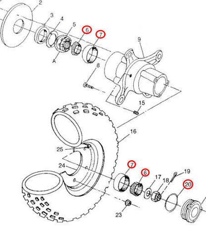 Front Wheel Hub Clutch & Bearings Seals for Polaris Sportsman 400 500 (1996–2007)
