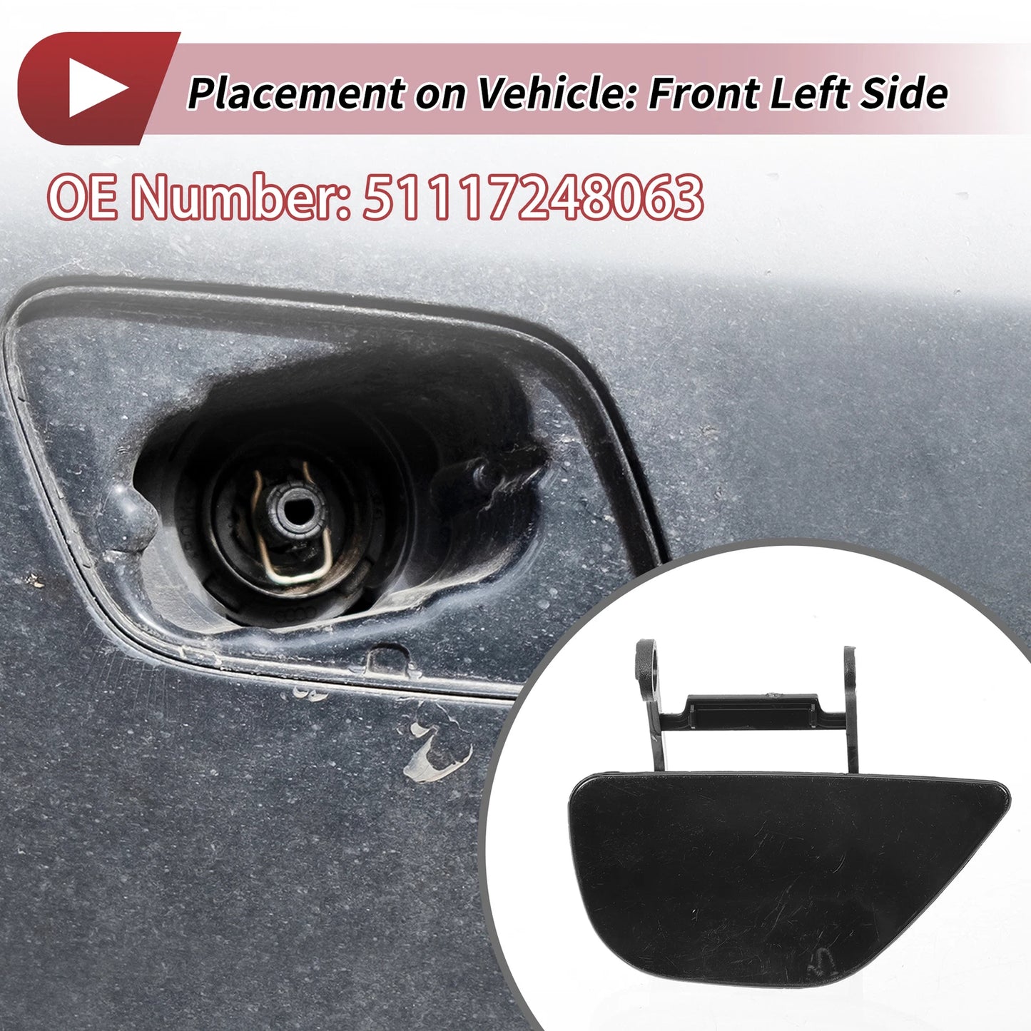 Front Left Washer Nozzle Cover Cap No. 51117248063 for BMW 535i GT (2009–2017)