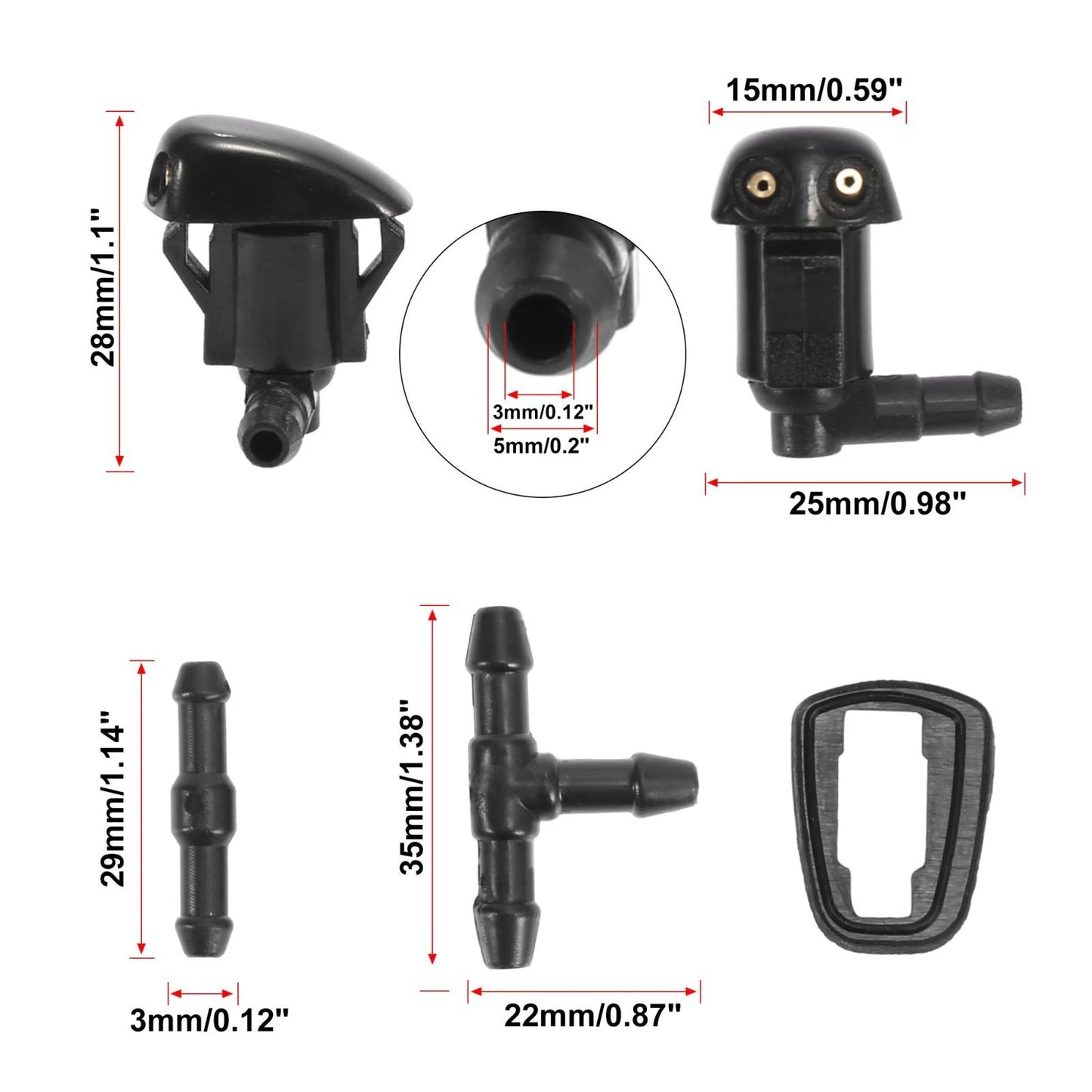 7pcs Windshield Wiper Fluid Squirter Nozzle for Toyota Yaris Tacoma (2006–2020) GK2C67510B