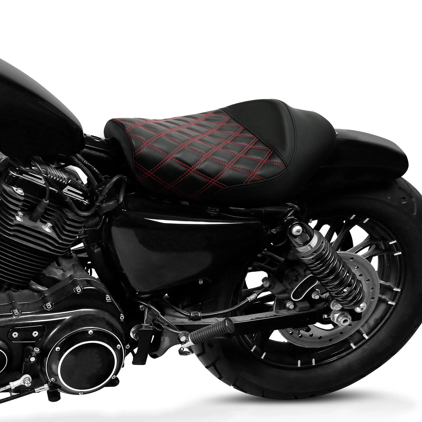 Black Red Driver Rider Seat for Harley Sportster Iron XL883 XL1200 (2010-2022)