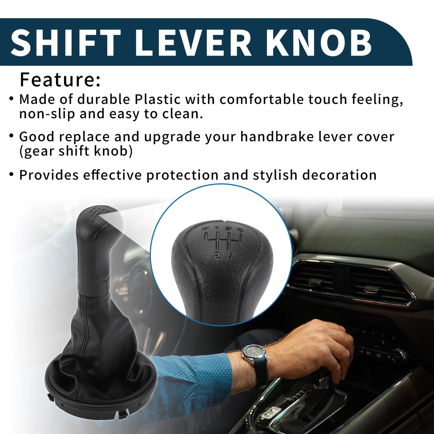 5 Speed Manual Gear Shift Knob with Cover for Skoda Fabia (2007–2014) Faux Leather