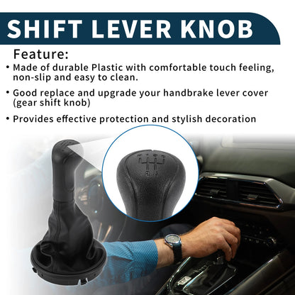 5 Speed Manual Gear Shift Knob with Cover for Skoda Fabia (2007–2014) Faux Leather