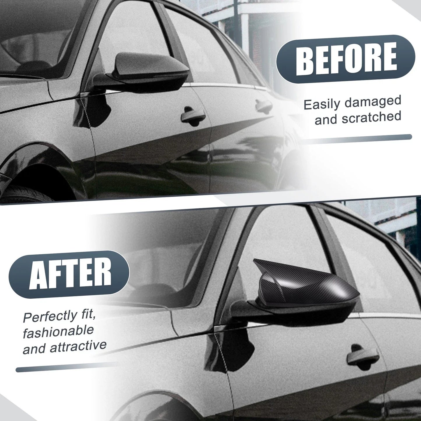 Rearview Mirror Cover Overlay Carbon Fiber for Hyundai Elantra (2017-2023)
