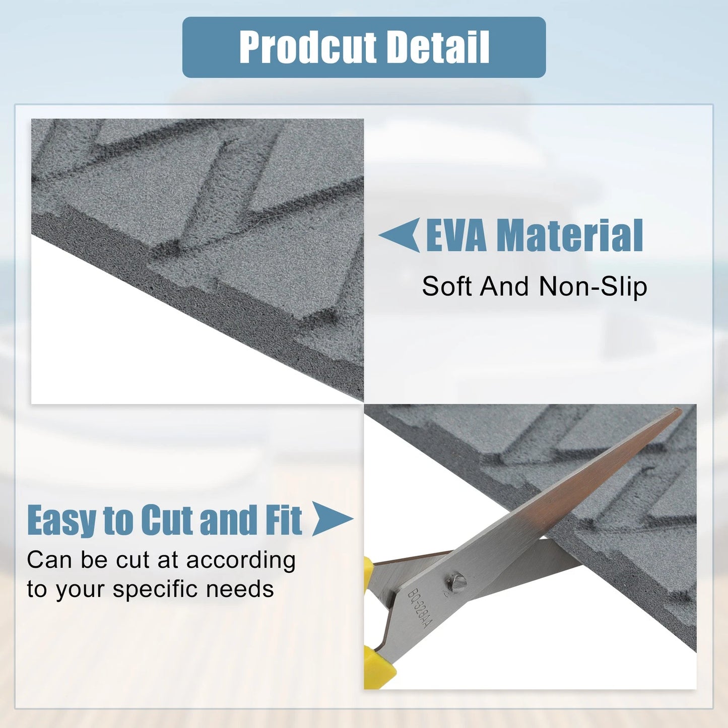 EVA Faux Teak Decking Sheet Carpet for Boat Yacht (47.24"x21.65") Gray