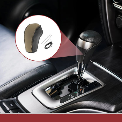 Gear Shift Knob Cover for Subaru Forester (2014–2017) Black Beige Faux Leather