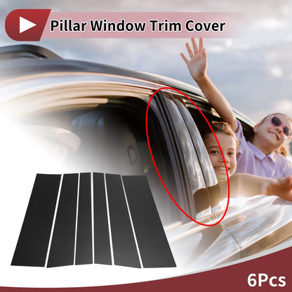 Door Pillar Window Trim for Nissan Serena (2016–2019) Black Carbon Fiber