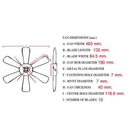 Cooling Fan Blade for Toyota Hilux 5LE 2004-2019