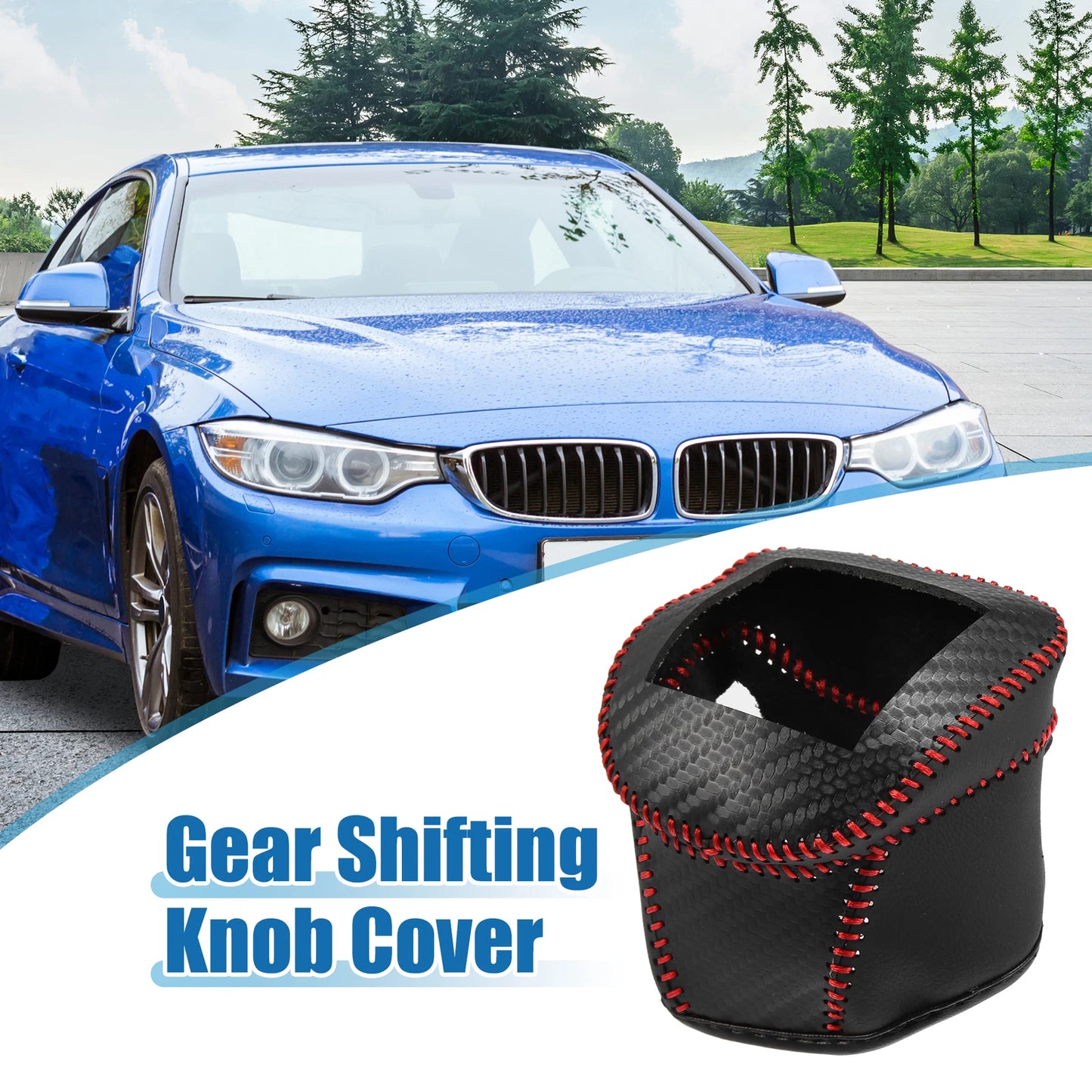 Gear Shifting Knob Cover for Nissan Rogue (2021–2023) PU Leather Black Red