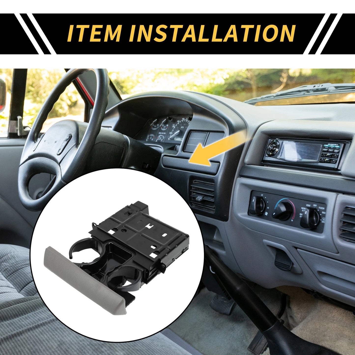 Cup Holder for Ford F-250 F-350 (2005–2007) Coin Bottle Holder Gray