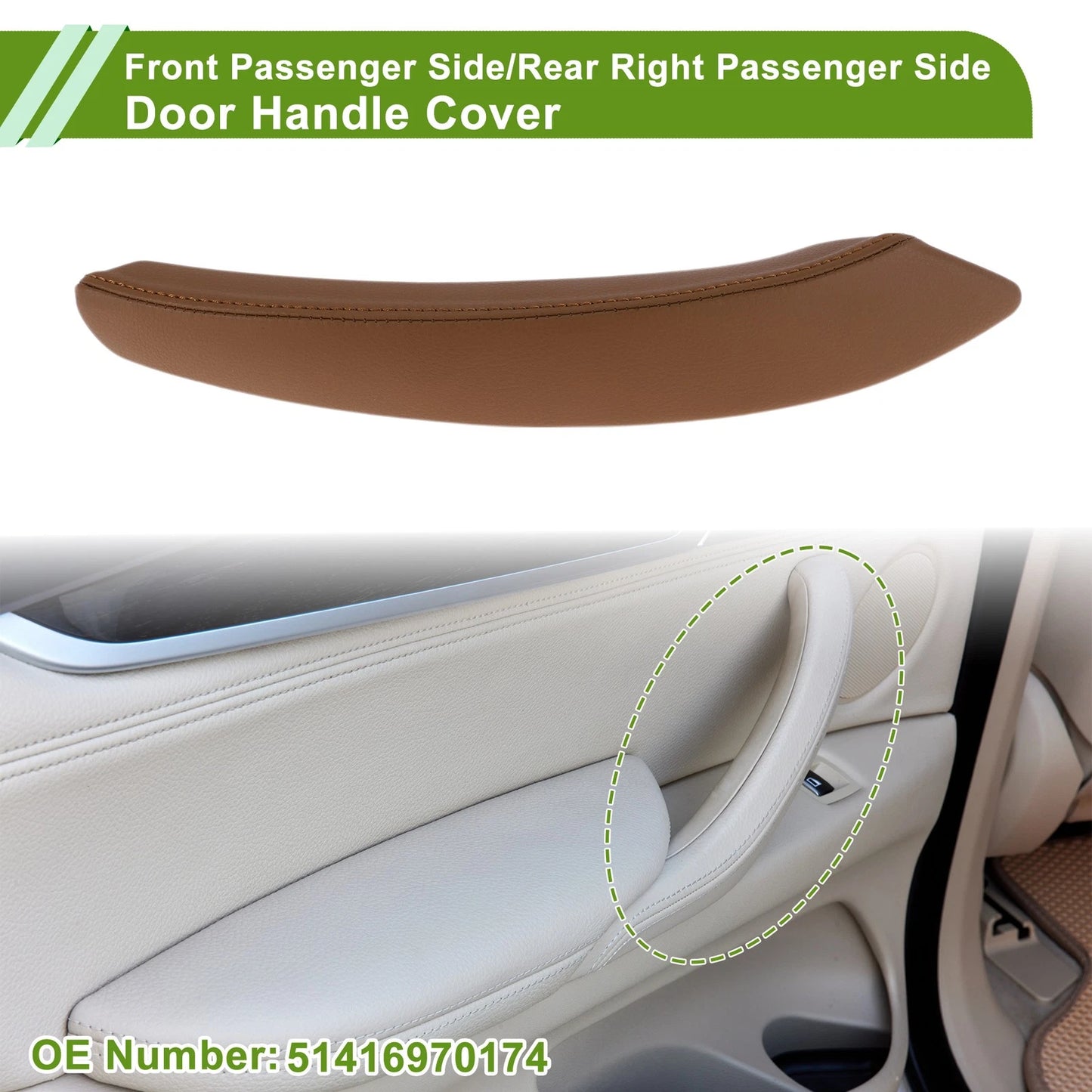 Door Panel Handle Pull Trim Cover for BMW X5 (2008–2013) No. 51416970174 Light Brown