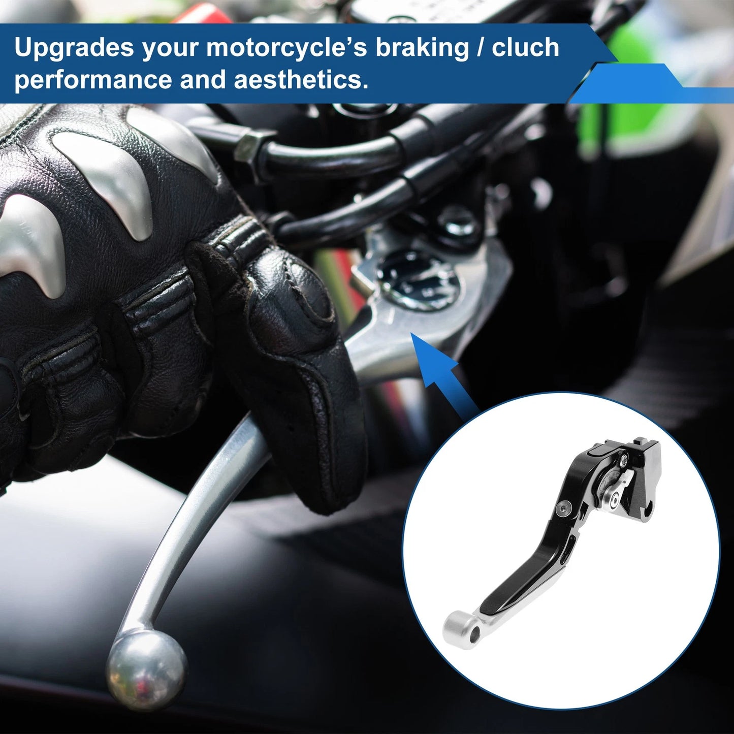 Short Long Brake Clutch Lever for Kawasaki Versys 650 (2015–2023) Black Silver Tone