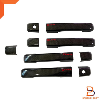 Black Carbon Fiber 4 Door Handle Cover Trim for Isuzu D-Max (2012-2019)