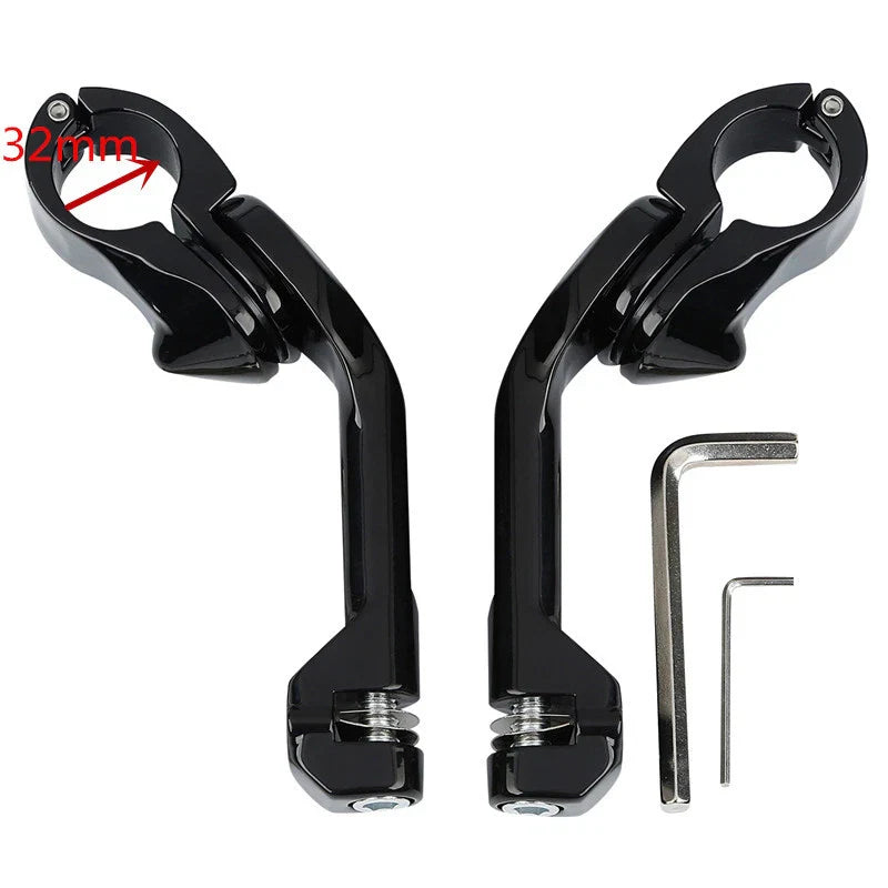 1 x Black 1-1/4" Long Angled Adjustable Highway Foot Pegs for Harley Dyna