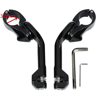 1 x Black 1-1/4" Long Angled Adjustable Highway Foot Pegs for Harley Dyna