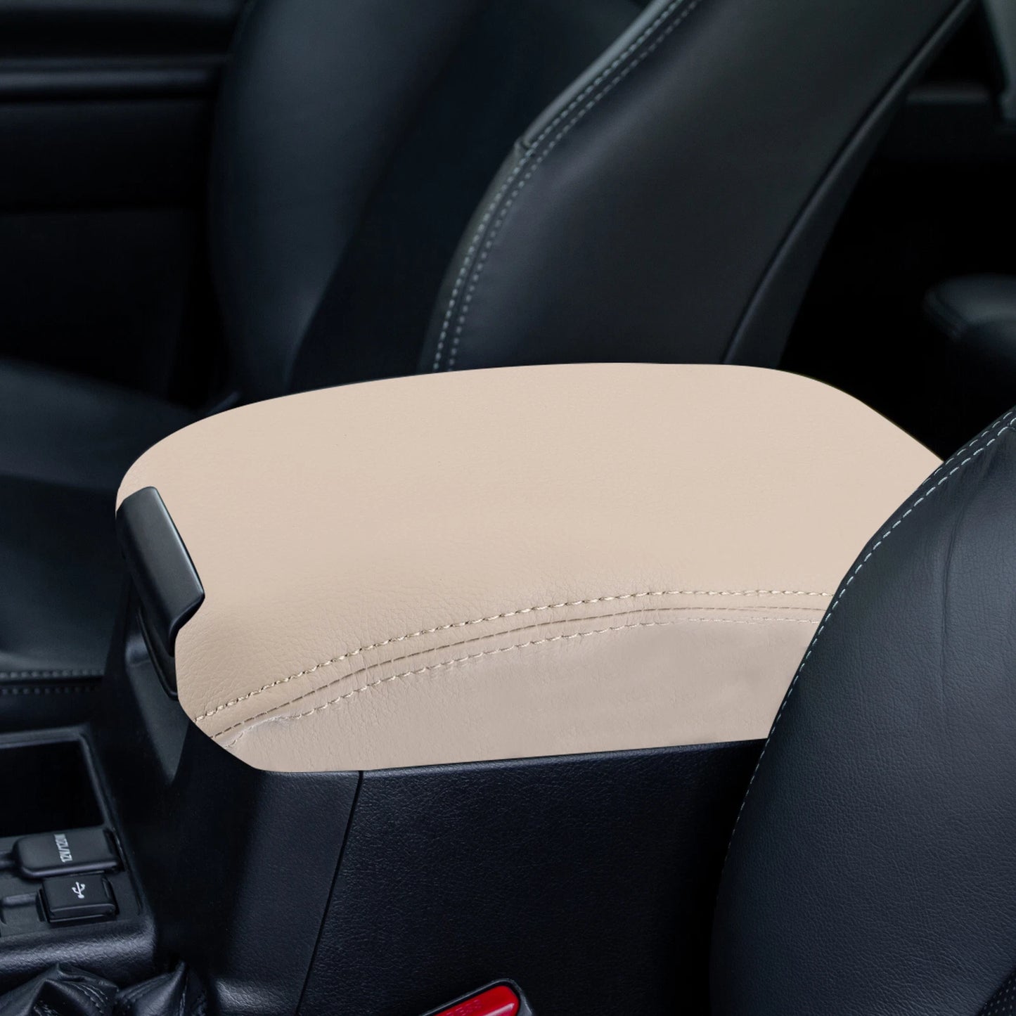 Center Console Cover for Toyota Prado (2010–2019) Armrest Pad Faux Leather Beige