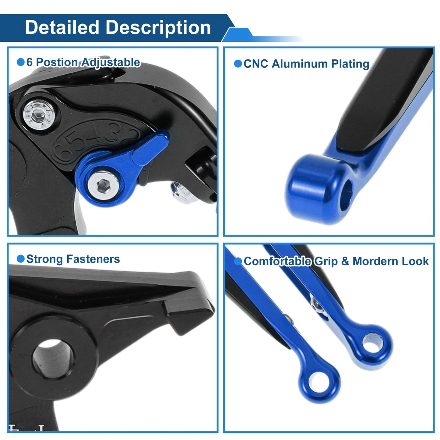 Adjustable Brake Clutch Lever for Kawasaki Ninja 650R (2009–2016) Black Blue