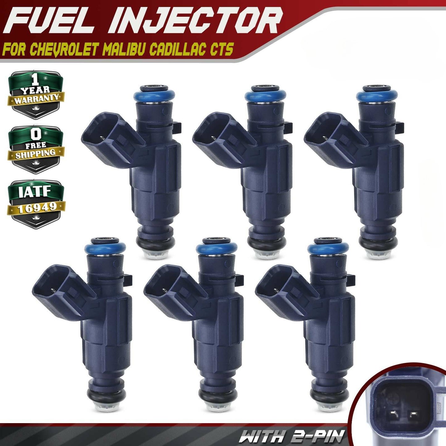 6X Fuel Injector for Chevrolet Malibu Equinox Cadillac CTS SRX Pontiac G8 (2008–2015)