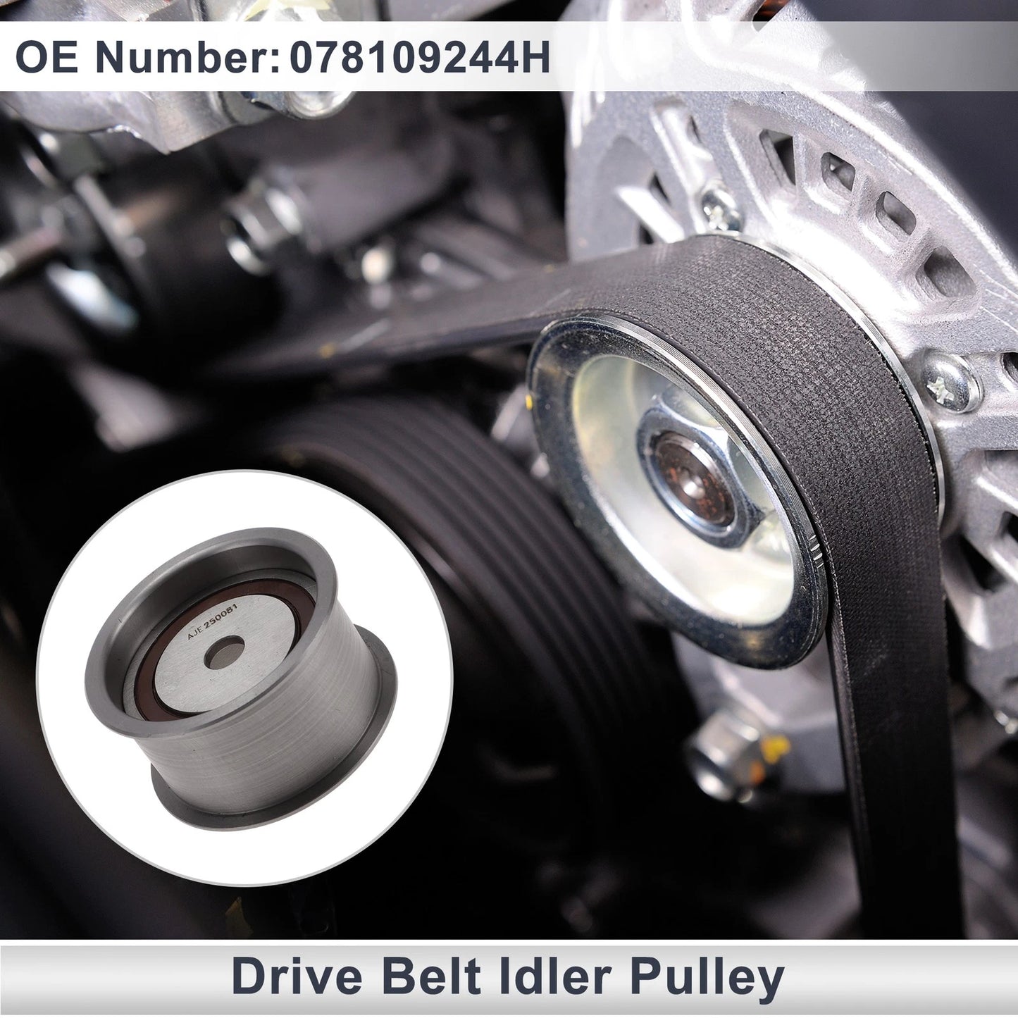 Drive Belt Idler Pulley for Audi A4 (1996–2005) No. 078109244H Steel
