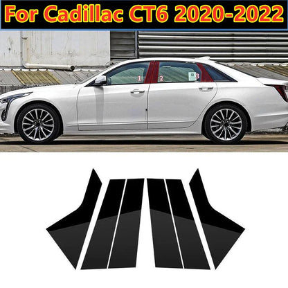 6x Glossy Black Door Trim B Pillar Posts Cover for Cadillac CT6 (2020–2022)