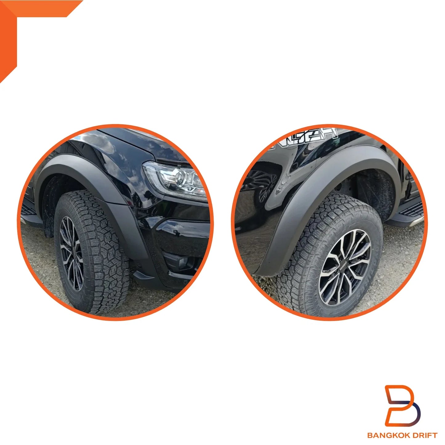 Matte Black Fender Flares for Ford Ranger PX3 T6 (2018-2021)