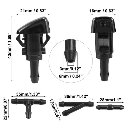 2 x Windshield Washer Nozzles & 2.8m Hose Kit for Dodge Chrysler