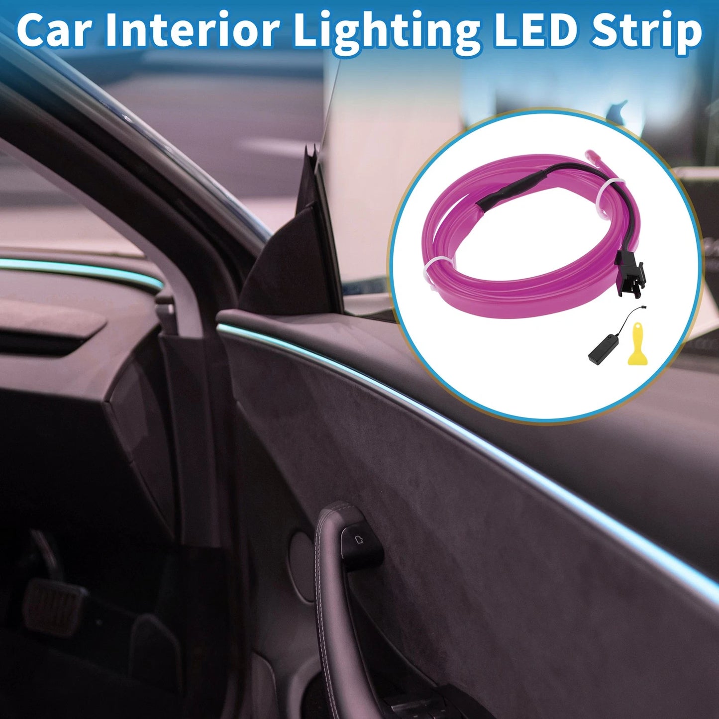 LED Strip Interior Decoration Lighting for Car (Battery Box 3V, Purple)