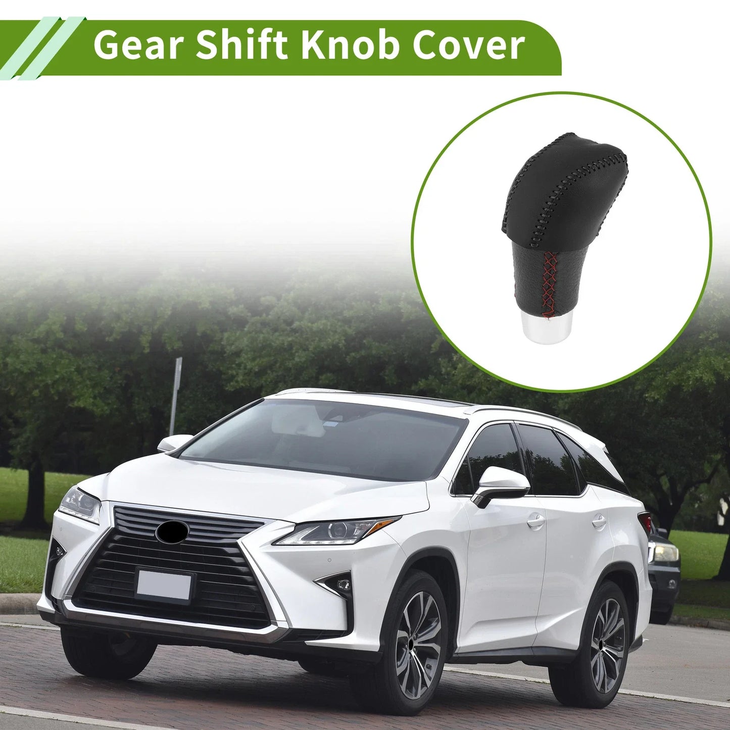 Car Gear Shift Knob Cover for Lexus RX350 2023-2024 Black Faux Leather
