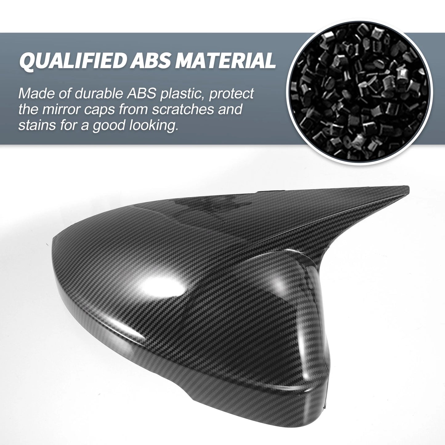 Pair Rearview Mirror Cover Overlay Black Carbon Fiber for Volkswagen Passat