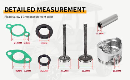 Piston & Ring Gasket Seal Rebuild Kit for Club Car DS (1992–2000)