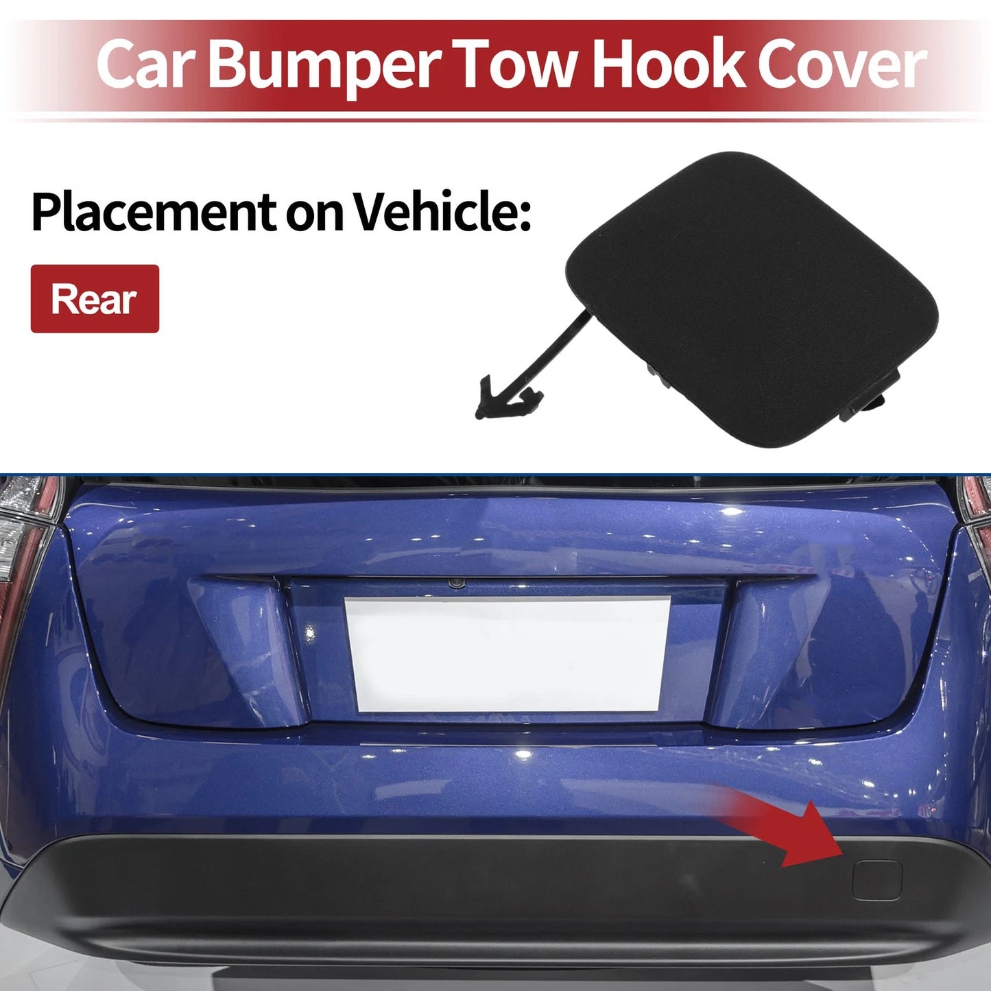 Rear Tow Hook Cover Cap for Toyota Prius (2016–2018) No. 5216947020 Black