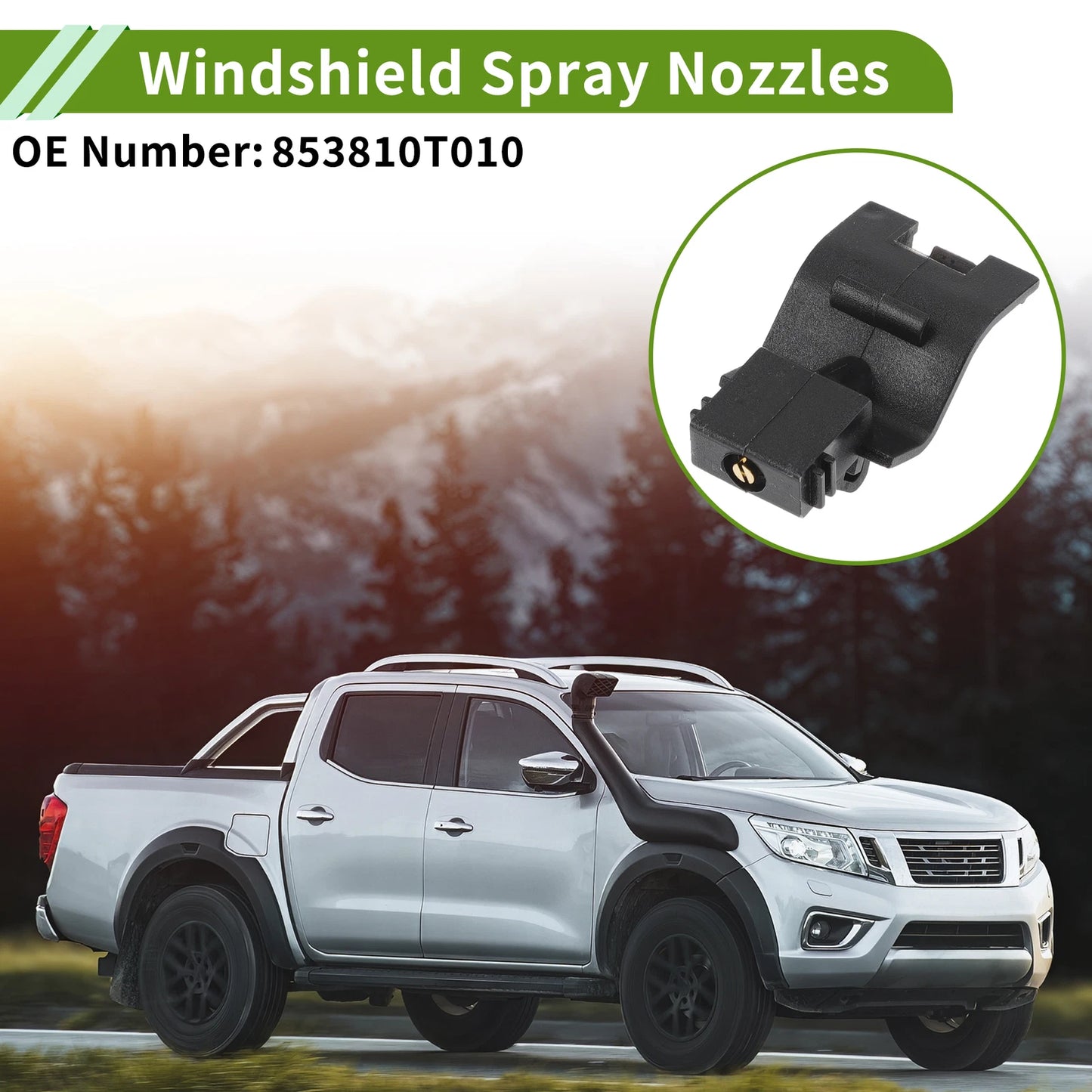 Set of 2 Front Windshield Washer Nozzles for Toyota Sienna Venza (2011–2020) No. 853810T010 Black
