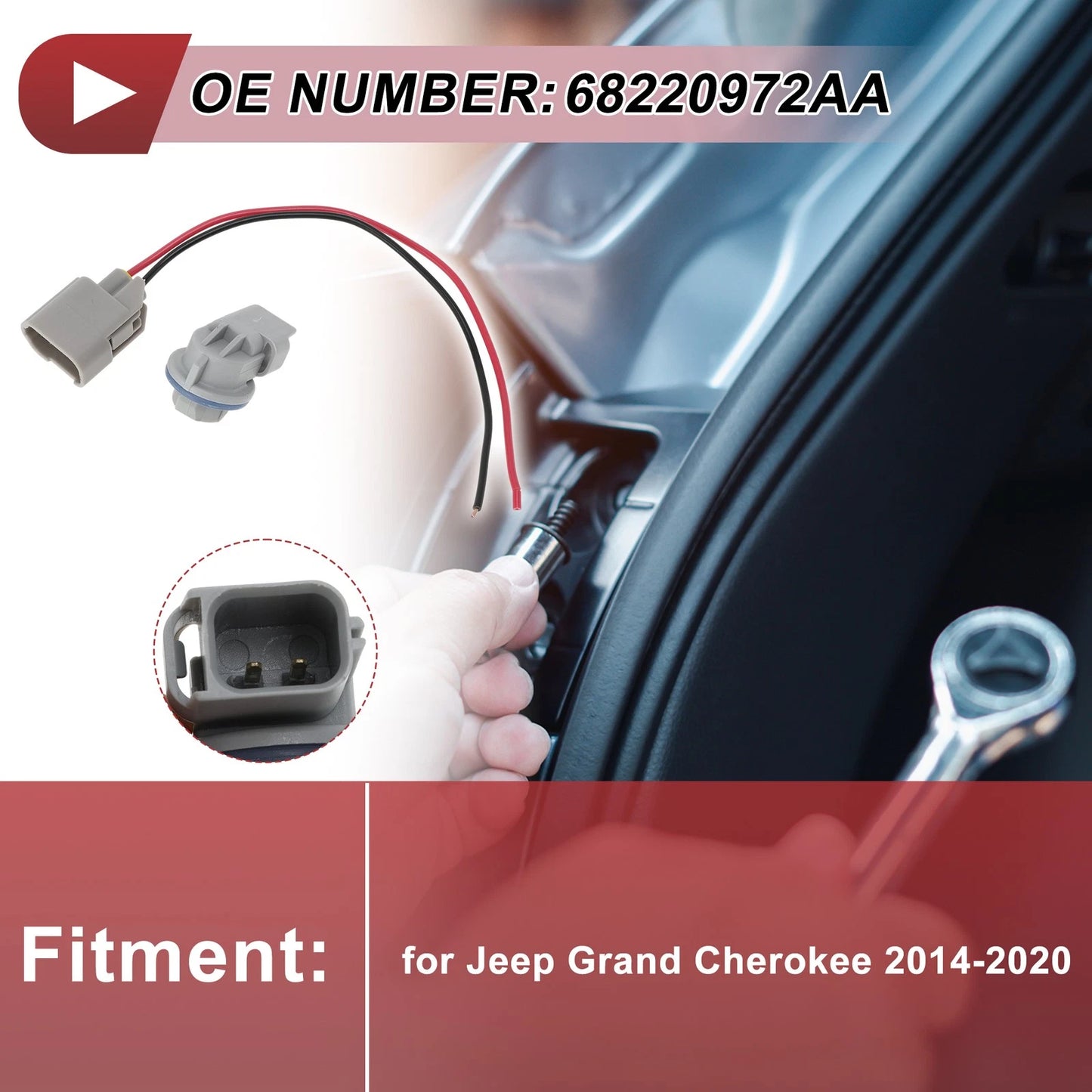 Set of 1 Tail Light Socket Wiring for Jeep Grand Cherokee (2014–2020) No.68220972AA