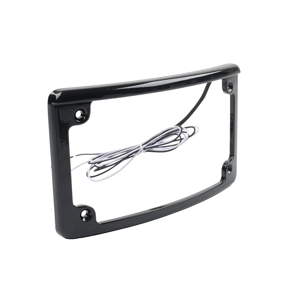 Black Rear License Plate Frame Bracket w/Light for Harley Touring (2009-2023)